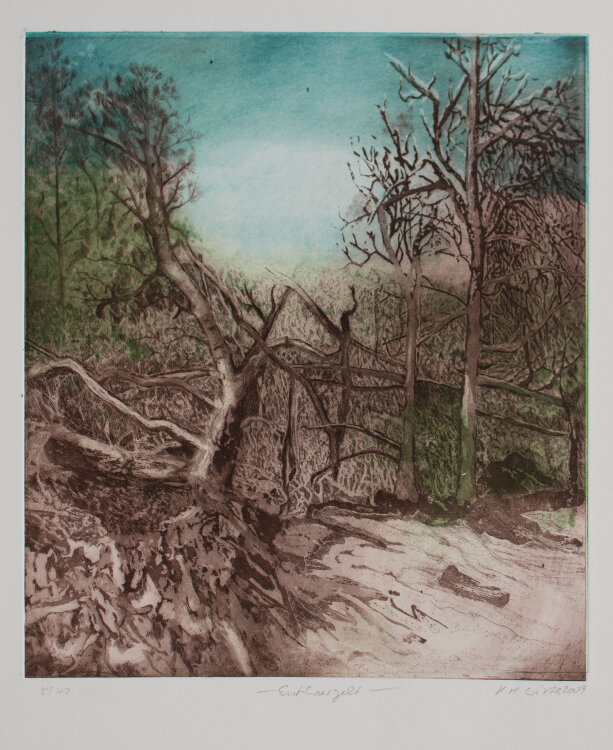Helga Wirth - Entwurzelt - 2009 - Farbradierung
