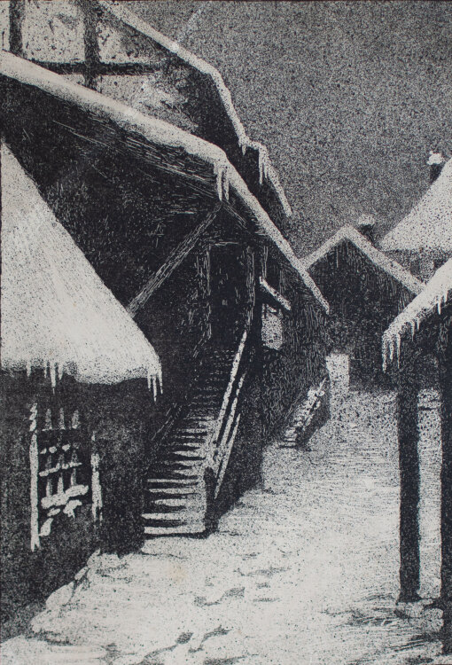 unbekannt - Winterliches Dorfbild - Anfang 1900 -...