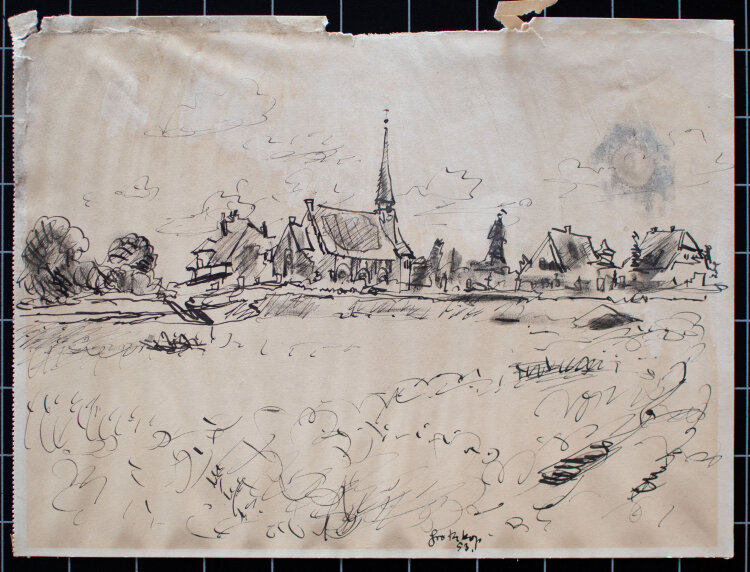 Rudolf Grothkop - Dorflandschaft - 1953 - Tusche Zeichnung