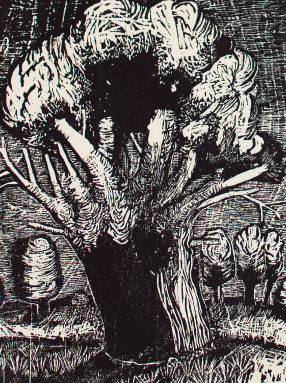 Wolfgang Jörg - Baum - Ende 1900 - Linoldruck