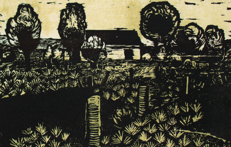 Wolfgang Jörg - Gartenlandschaft - Ende 1900 - Linoldruck
