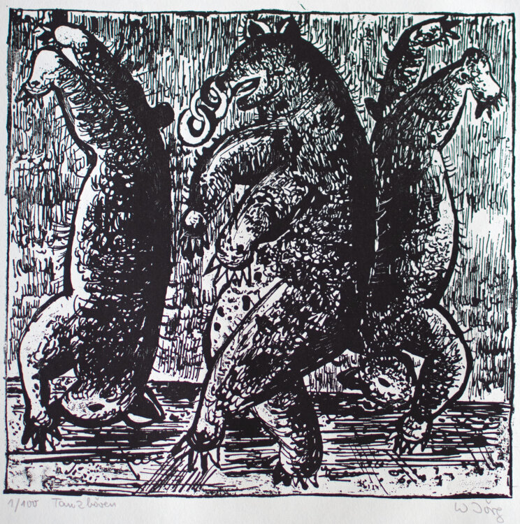 Wolfgang Jörg - Tanzbären - Ende 1900 - Metallgrafik