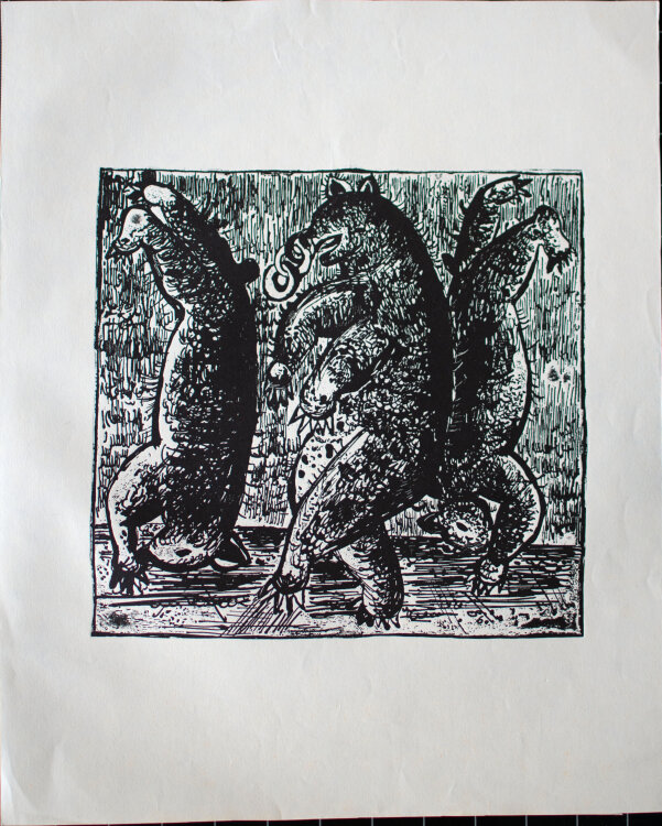 Wolfgang Jörg - Tanzbären - Ende 1900 - Metallgrafik
