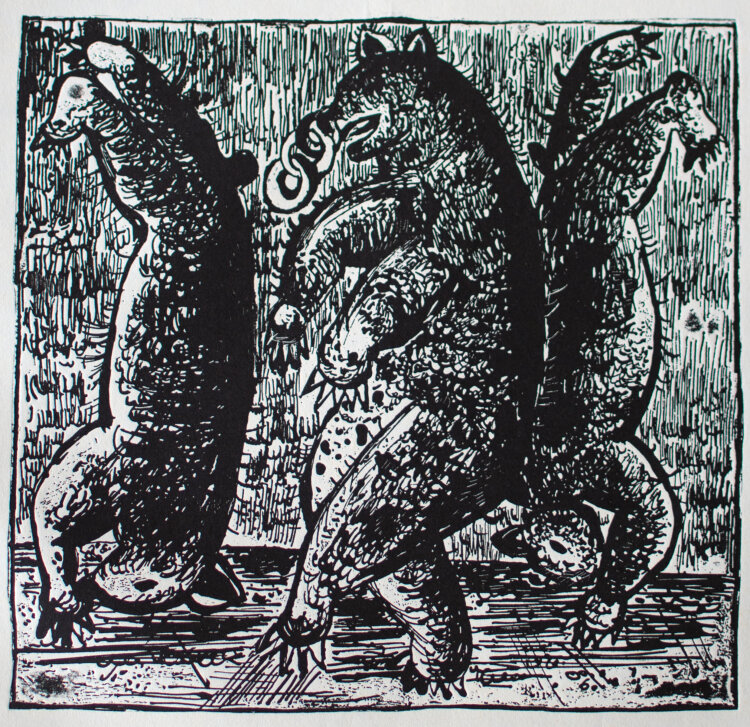 Wolfgang Jörg - Tanzbären - Ende 1900 - Metallgrafik