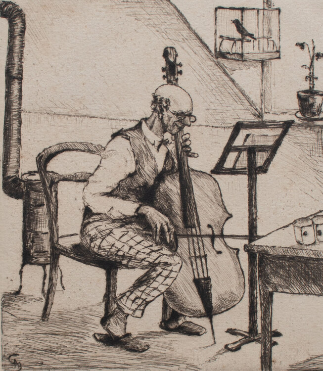 Albrecht Gutjahr - Cellist - o.J. - Radierung