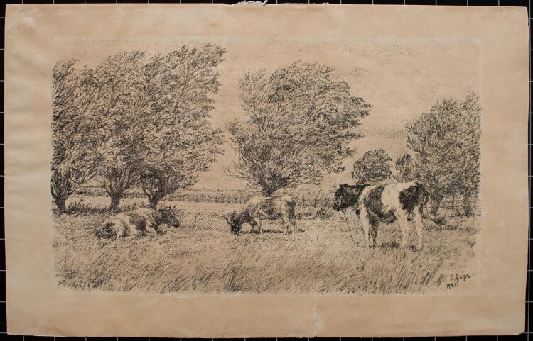 Josef Steib - Kühe auf der Weide - 1920 - Lithografie