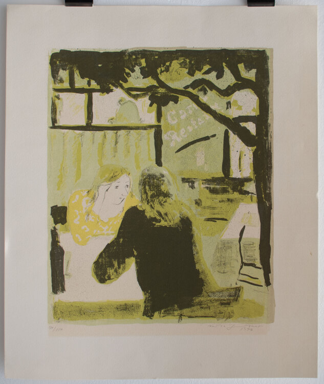 Herta Günther - Im Gartencafé - 1976 - Lithografie