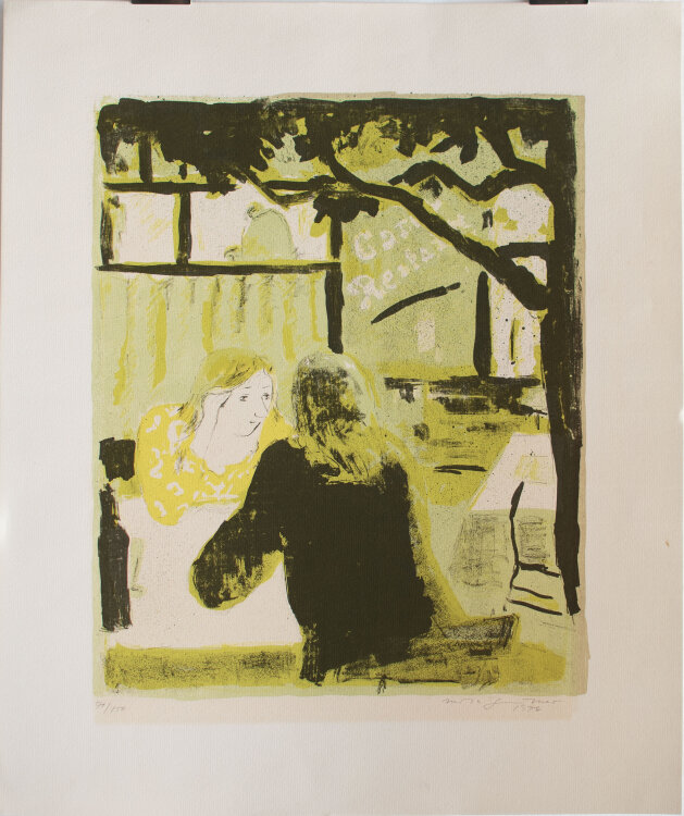 Herta Günther - Im Gartencafé - 1976 - Lithografie