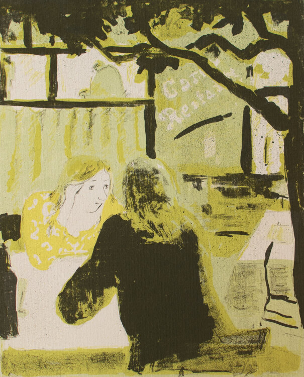 Herta Günther - Im Gartencafé - 1976 - Lithografie