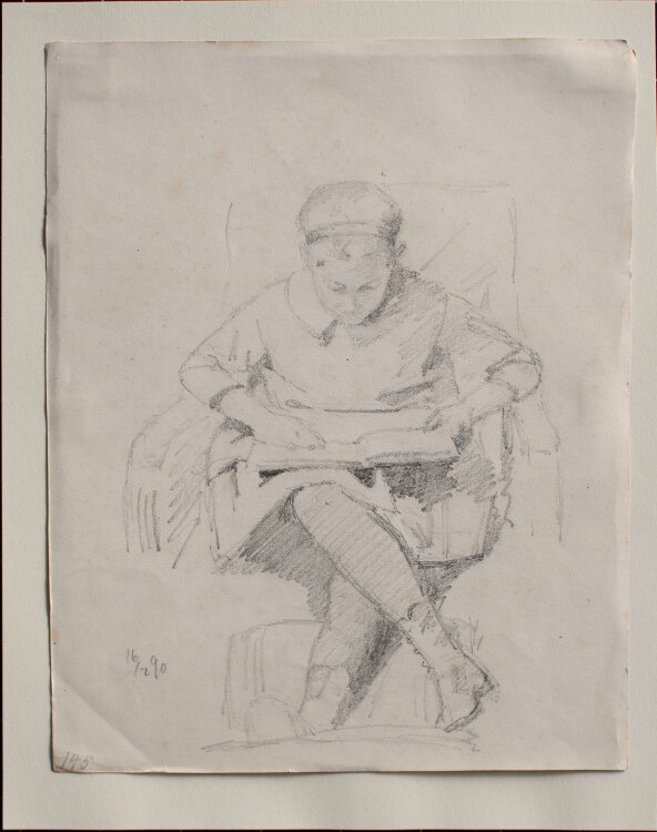 unbekannt - Lesendes Mädchen - 1890 - Bleistift