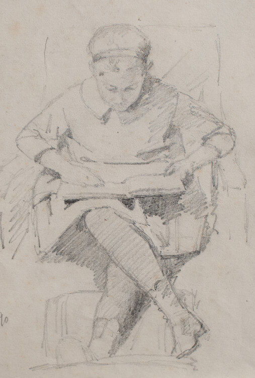 unbekannt - Lesendes Mädchen - 1890 - Bleistift