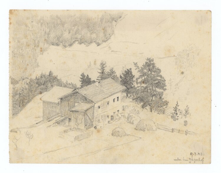 Wilhelm Danz - Unter dem Jägerhof - Bleistiftzeichnung - 1942