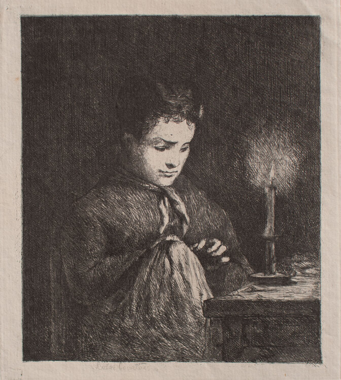 Gustave Courtois - Frau bei der Handarbeit - o.J. - Radierung