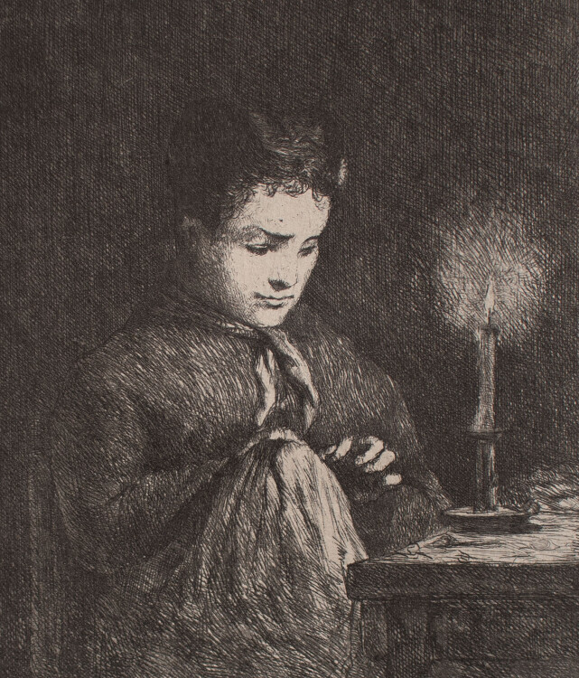 Gustave Courtois - Frau bei der Handarbeit - o.J. - Radierung
