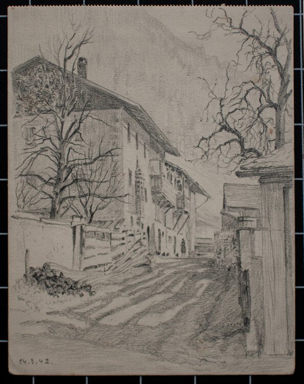 Wilhelm Danz - o. T. (Schönachhof?) - Bleistiftzeichnung - 1942