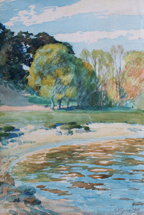 K. Köpke - Uferlandschaft - 1916 - Aquarell