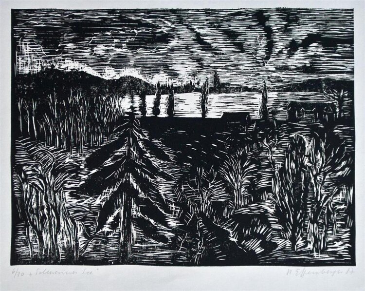 Herta Effenberger - Schweriner See - 1987 - Linolschnitt