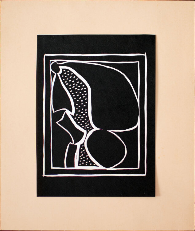 Paul Herrmann - Form auf schwarzem Grund - 1970 - Linolschnitt
