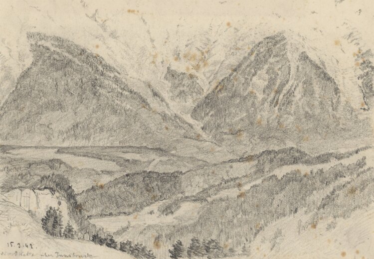 Wilhelm Danz - Nordkette über Innsbruck - Bleistiftzeichnung - 1942