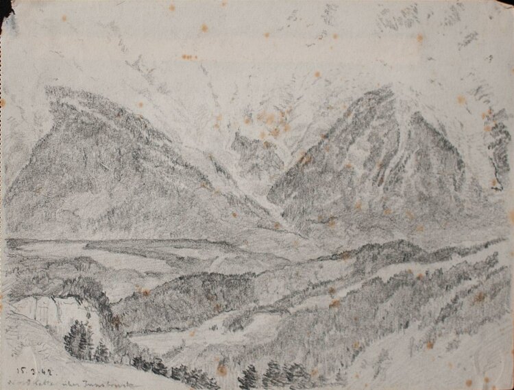 Wilhelm Danz - Nordkette über Innsbruck - Bleistiftzeichnung - 1942