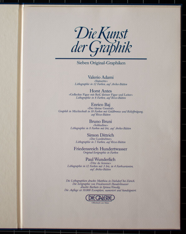 Valerio Adami, Horst Antes, Enrico Baj und Simon Dittrich - Die Kunst der Graphik, 4 von 7 erhalten - um 1982 - Lithografien