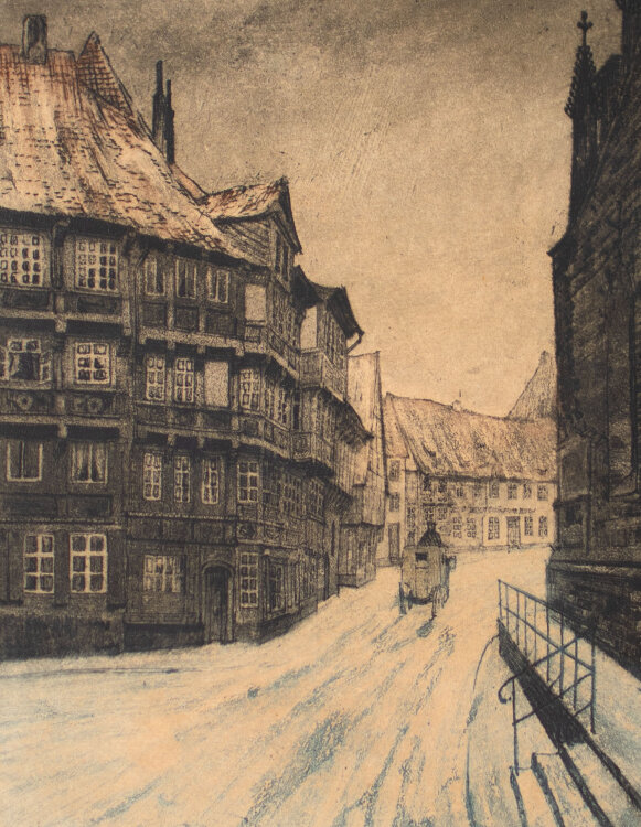 Richard Preusse - Straßenansicht, Hildesheim - 1917 - Radierung
