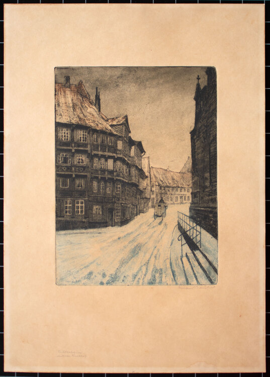 Richard Preusse - Straßenansicht, Hildesheim - 1917 - Radierung