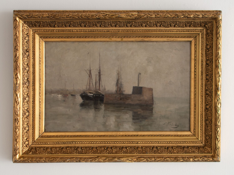 Willy Schlobach - Schiffe im Hafen - o.J. - Öl