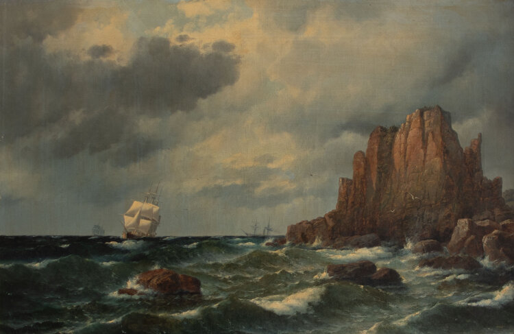 Carl Bille - Segelschiff vor felsiger Küste - 1863 -...