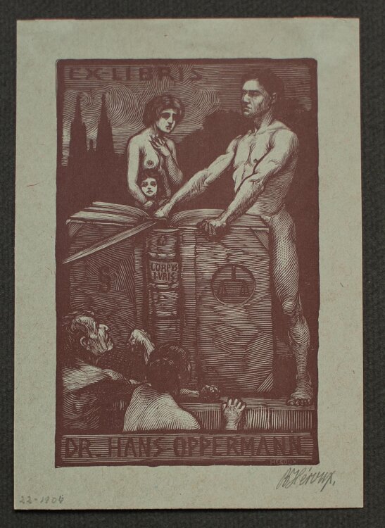 Bruno Héroux - Ex Libris für Dr. Hans Oppermann - Holzstich - o. J.