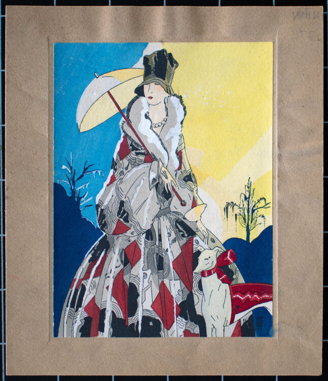 unbekannt - Dame mit Hund, Winter und Sommer - 1917 -...