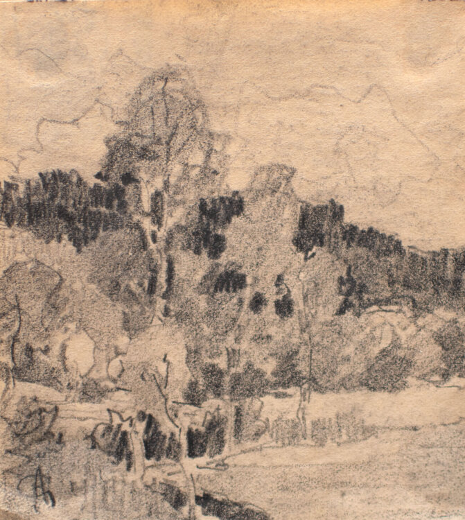 CA" - Baumlandschaft - 20. Jahrhundert - Zeichnung"