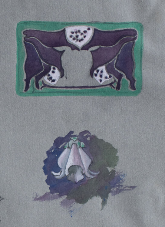 F. Bernack - Entwürfe Schmuck und Etiketten mit Blütenform - 1907 - Aquarell