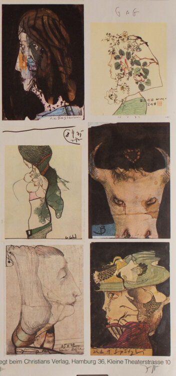 Horst Janssen - Der dritte Postkartenbogen - 1971-1973 - Offsetdruck