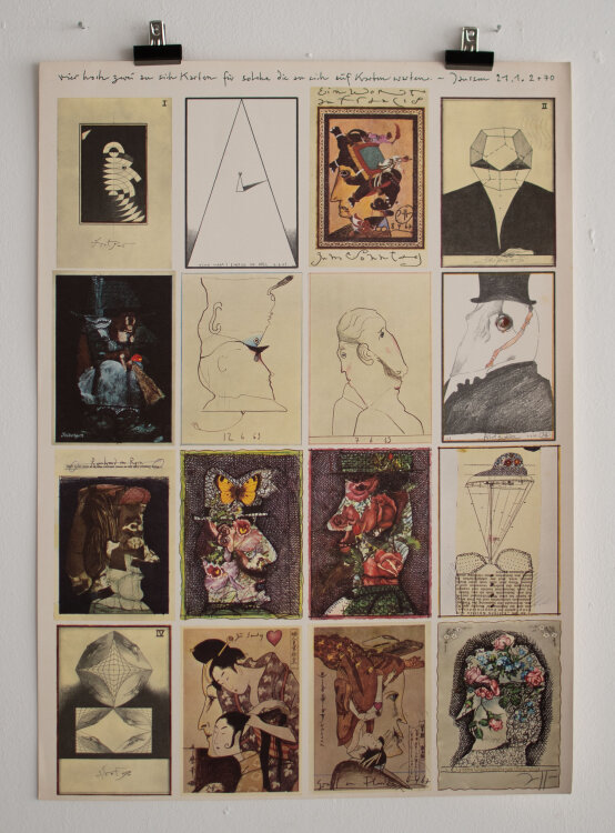 Horst Janssen - Vier hoch zwei Postkartenbogen - 1972 - Offsetdruck