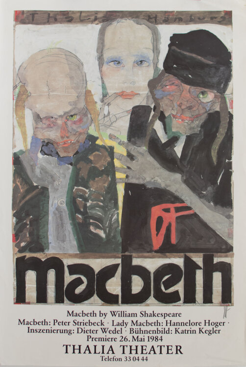 Horst Janssen - Plakat Thalia Theater Hamburg MacBeth - 1984 - Offsetdruck