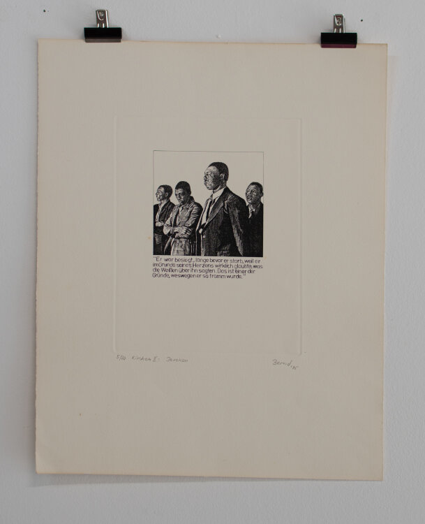 Signiert Bernd - Illustration zu James Baldwin, Kirchen II: Devotion - 1975 - Radierung
