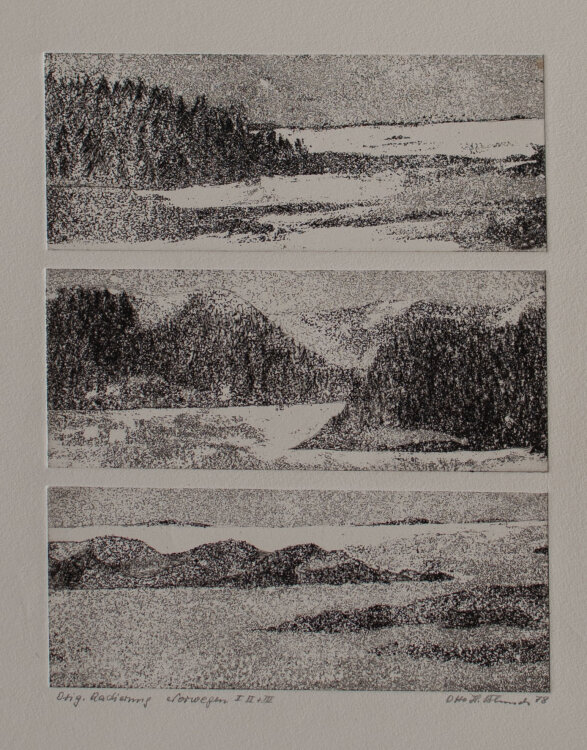 Signiert Otto H, Blunck/Blanck ? - Norwegen I II und III - 1978 - Aquatinta