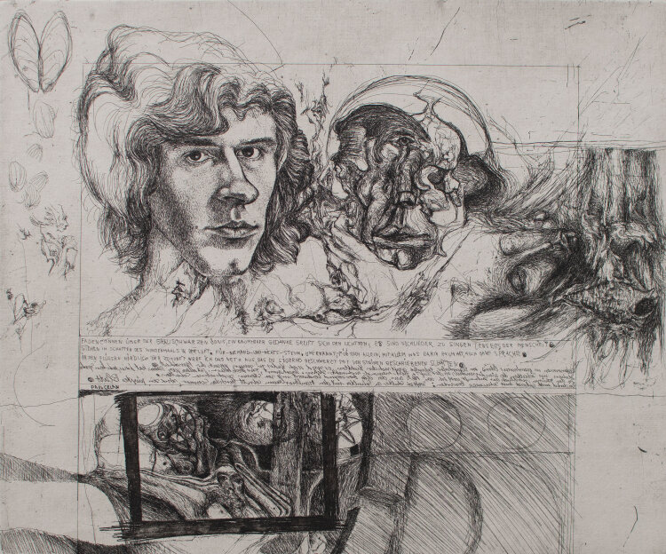 unbekannt - Illustration zu Paul Celan Fadensonnen. - 1971 - Radierung