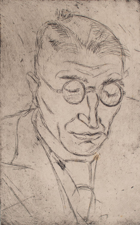 Gerhard Schulte-Dahling - Porträt eines Mannes mit Brille - 1932 - Farbradierung