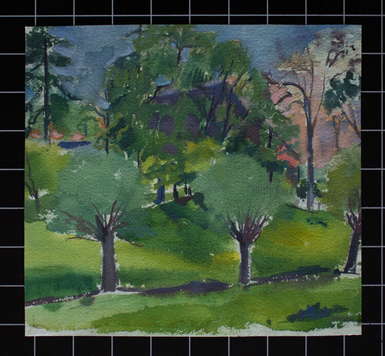 Gerhard Schulte-Dahling - Landschaft mit Bach und Weiden - 1948 - Aquarell