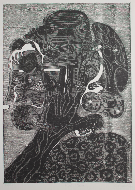 Helmut A. Dankert - Kopf-Hand - 1972 - Holzschnitt