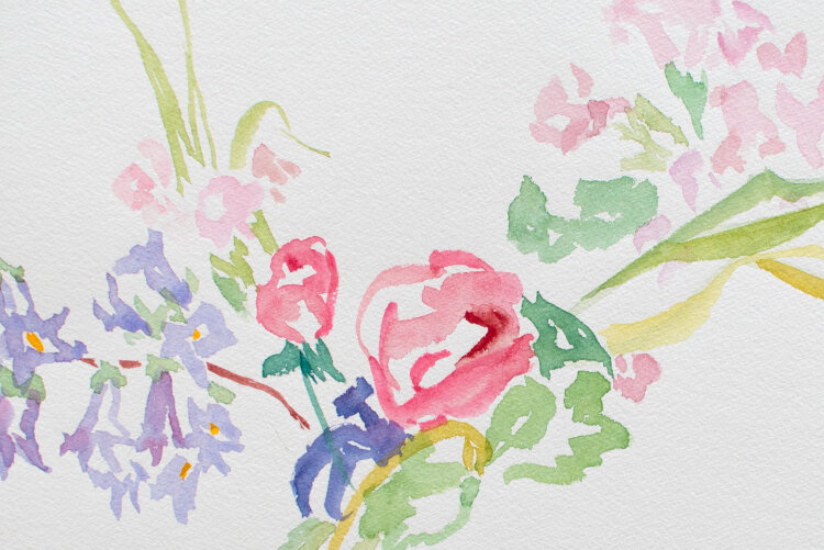 unbekannt - Blumenstück mit Rosen - 1990 - Aquarell