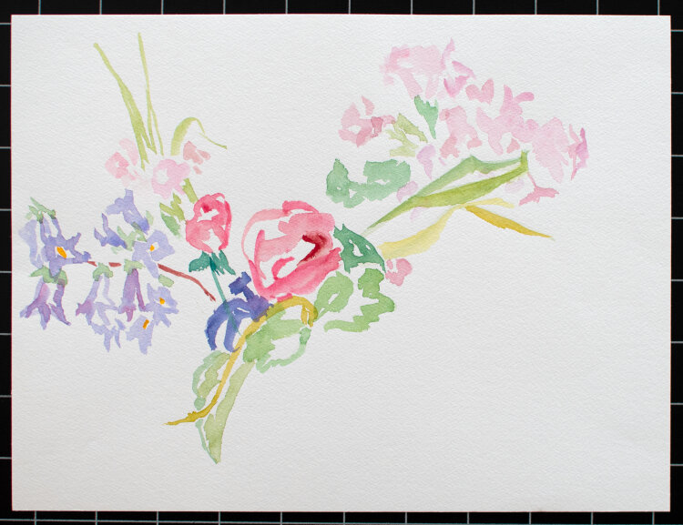 unbekannt - Blumenstück mit Rosen - 1990 - Aquarell