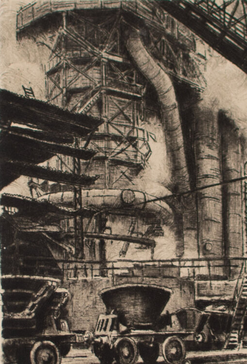 Egon Kobe - Fabrik - o.J. - Radierung