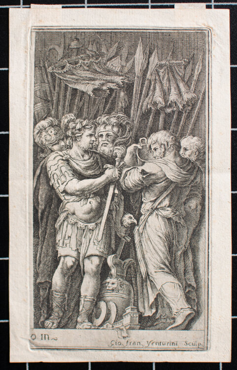 Giovanni Francesco Venturini - Römischer Heerführer mit Kriegern - o.J. - Radierung