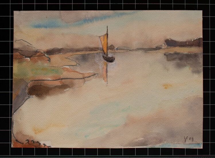 Gerhard Schulte-Dahling - Segelschiff im Abendrot - 1959 (?) - Aquarell