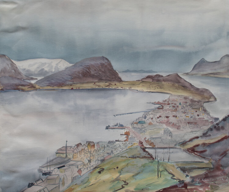 Gerhard Schulte-Dahling - Ålesund Blick vom Axla - o.J. - Aquarell