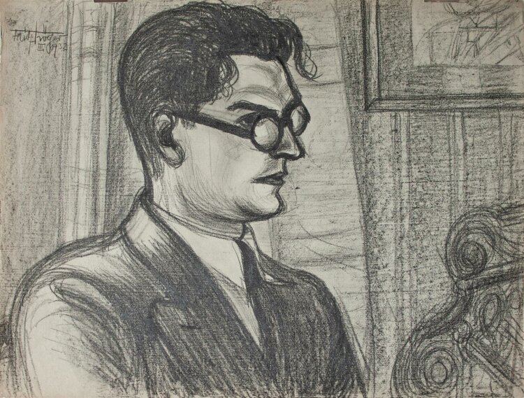Fritz Tröger - Männliches Porträt (Theophil Müller?) - Zeichnung - 1932