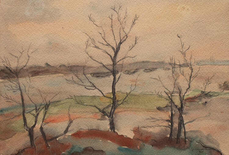 Gerhard Schulte-Dahling - Landschaft an der Elbe - 1930 - Aquarell
